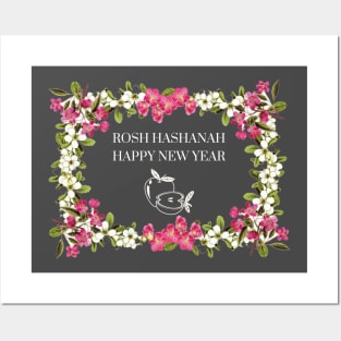 Happy Rosh Hashanah New Year Gift Apple Flowers Posters and Art